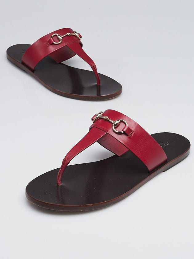 Gucci Red Leather Horsebit Sandals Size 8/38.5