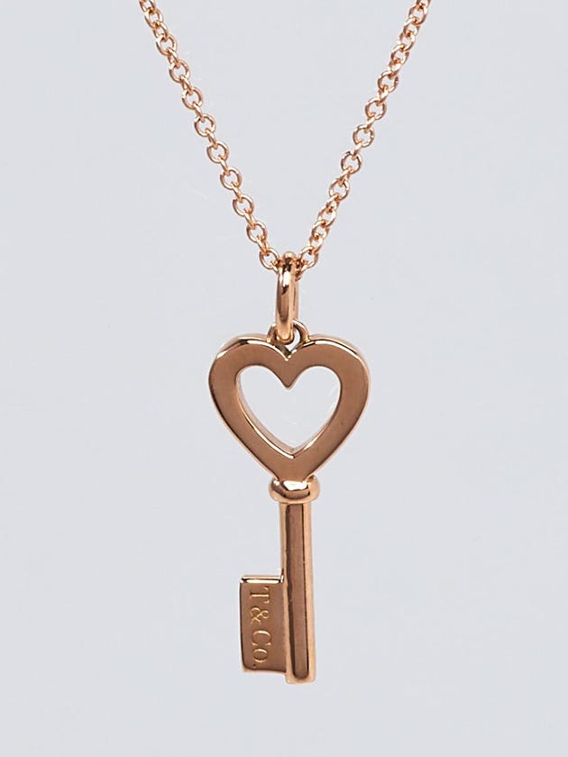 Tiffany & Co. 18k Rose Gold Tiffany Key Heart Mini Key Pendant