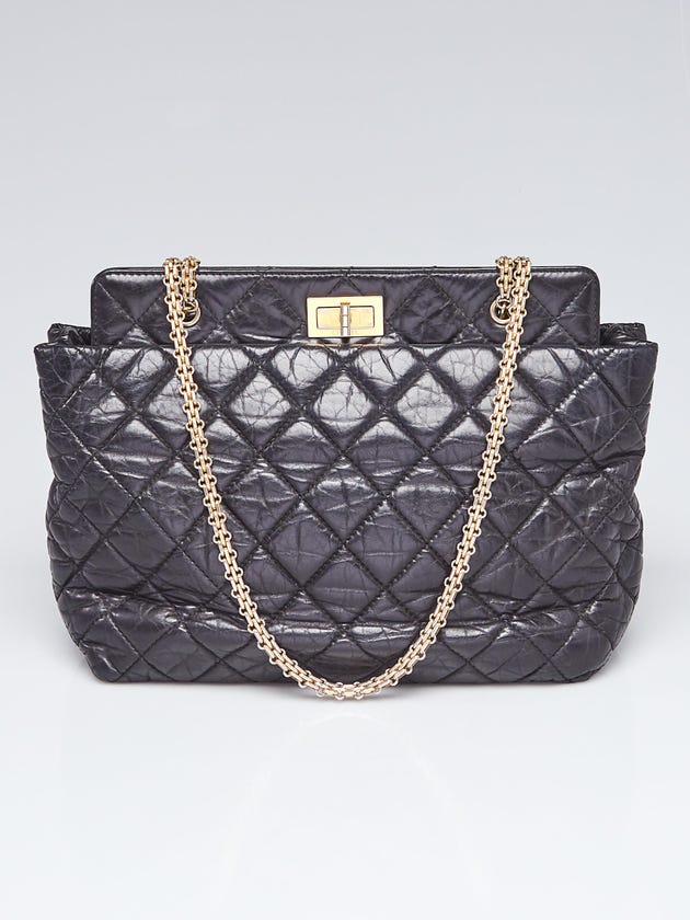 Chanel Black 2.55 Reissue Quilted Calfskin Leather Grand Shopping Tote Bag