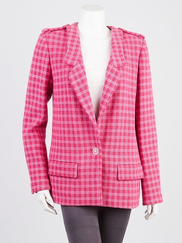 Chanel Fuchsia/Pink Cotton Tweed Oversized Blazer Size 8/40