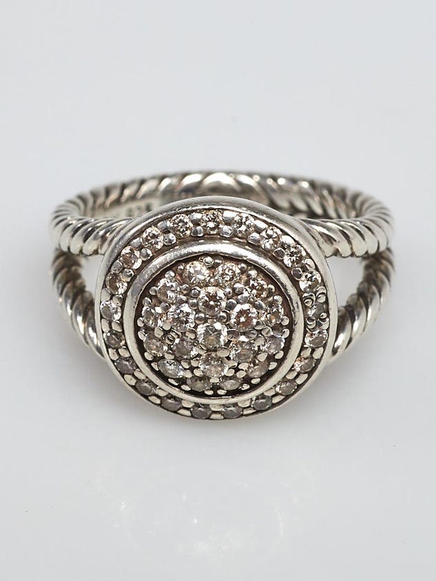 David Yurman Sterling Silver and Diamond Petite Cerise Ring Size 5