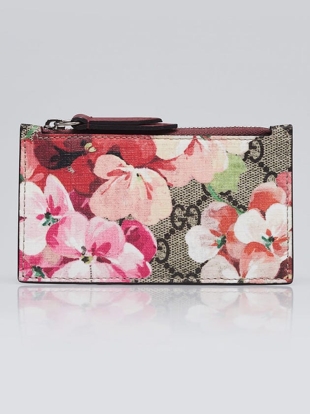 Gucci Beige/Pink GG Blooms Coated Canvas Card Case