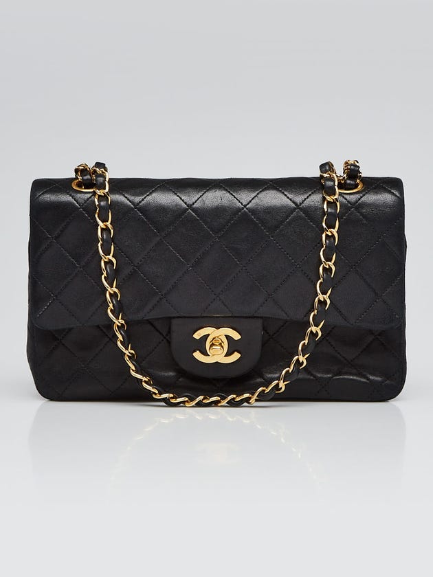 Chanel Black Quilted Lambskin Leather Classic Small Double Flap Bag