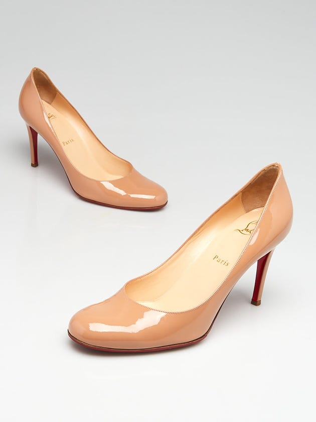 Christian Louboutin Dark Beige Patent Leather Simple 85 Pumps Size 8/38.5