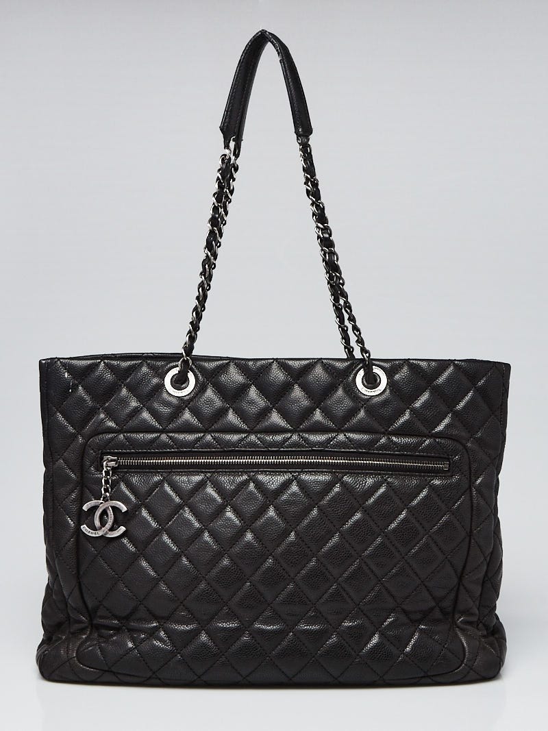 Chanel Black Caviar Leather Shopping Tote Bag