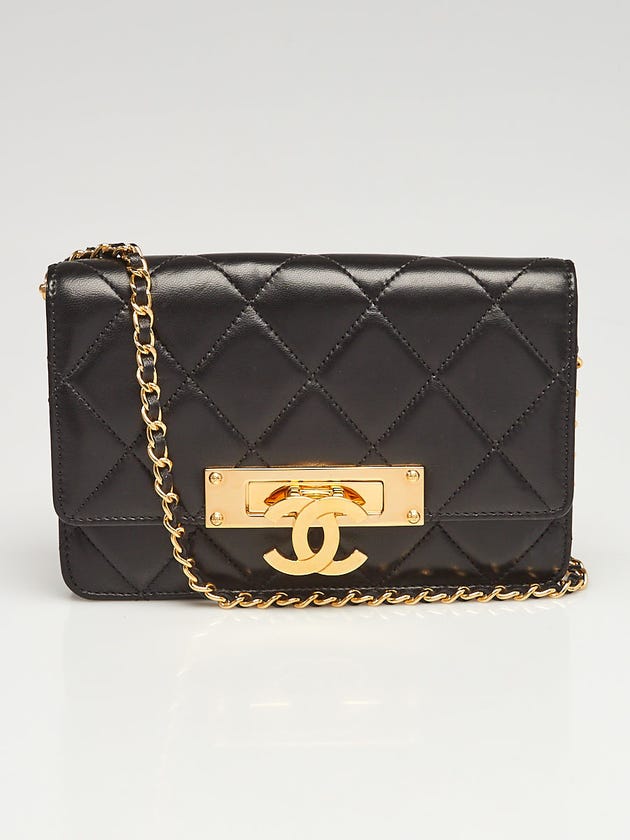 Chanel Black Quilted Lambskin Leather Golden Class WOC Clutch Bag