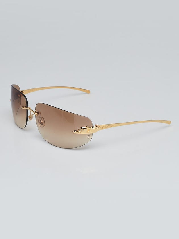 Cartier Brown Lenses and Rimless Frame Panthere Sunglasses 110