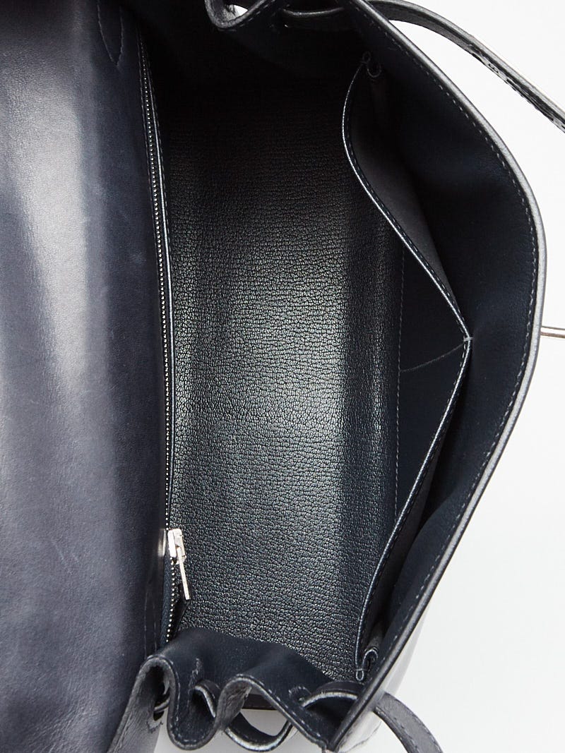 Hermes Kelly Bag 28CM Barenia Leather Palladium Hardware, CK89 Noir
