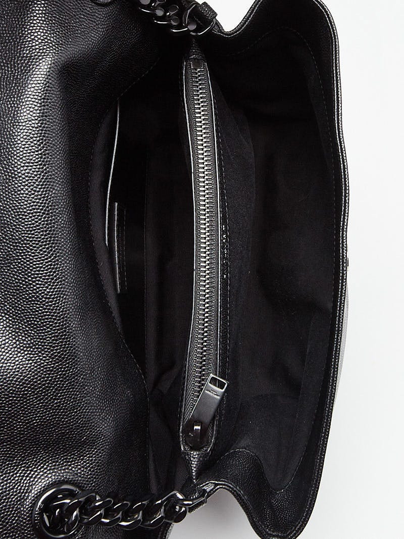 Yves Saint Laurent Black Pebbled Leather West Hollywood Flap