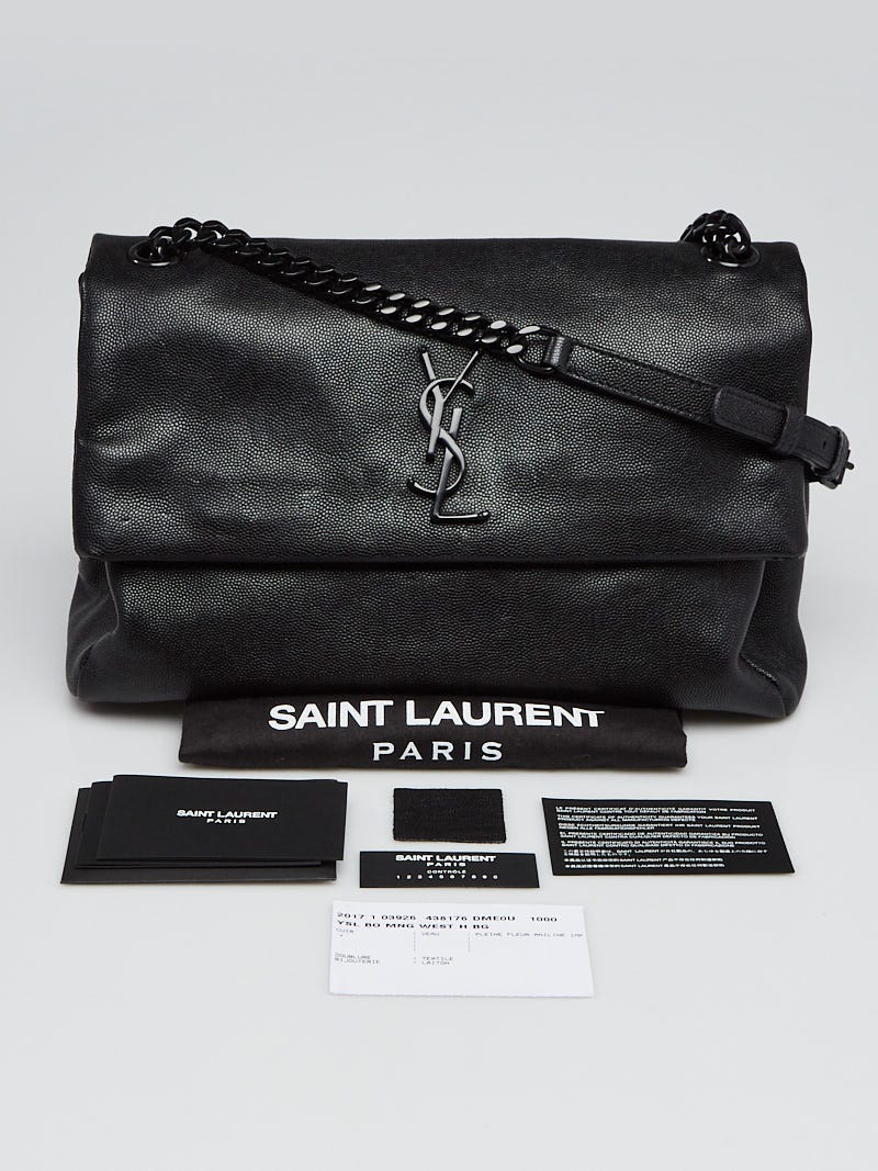 Yves Saint Laurent Black Pebbled Leather West Hollywood Flap Bag
