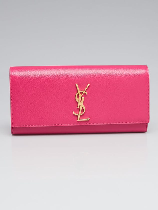 Yves Saint Laurent Pink Pebbled Leather Cassandre Clutch Bag