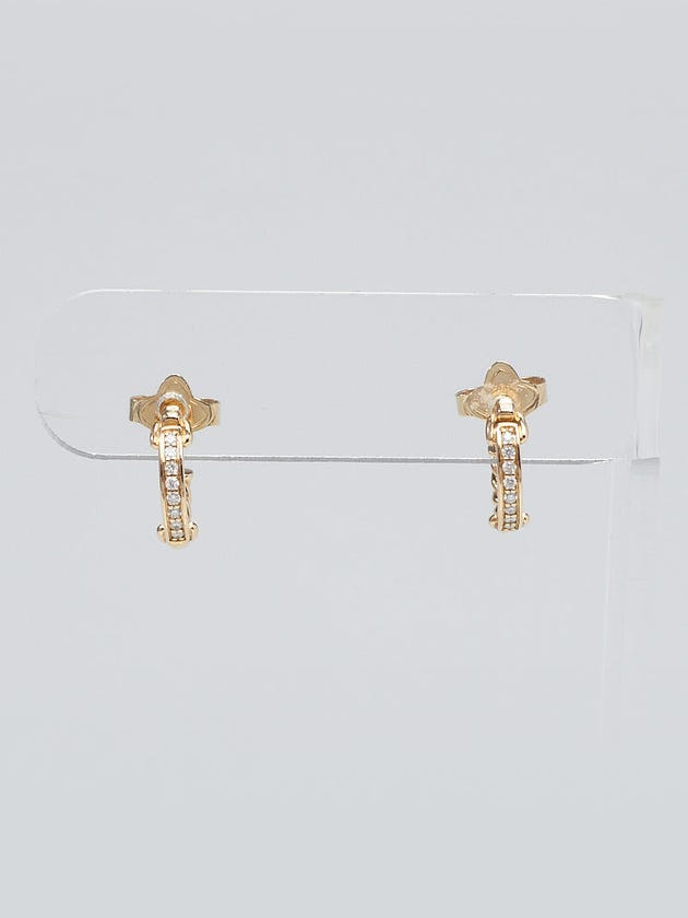 David Yurman 18K Gold Petite Pave Diamond Hoop Earrings