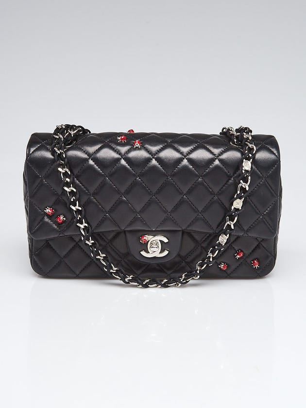 Chanel Black Quilted Lambskin Leather Ladybug Medium Flap Bag