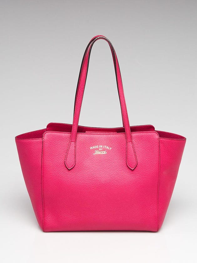 Gucci Pink Pebbled Leather Small Swing Tote Bag