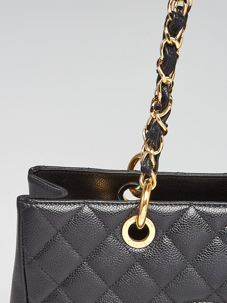 Chanel Black Quilted Caviar Leather Grand Shopping Tote Bag - Yoogi's Closet