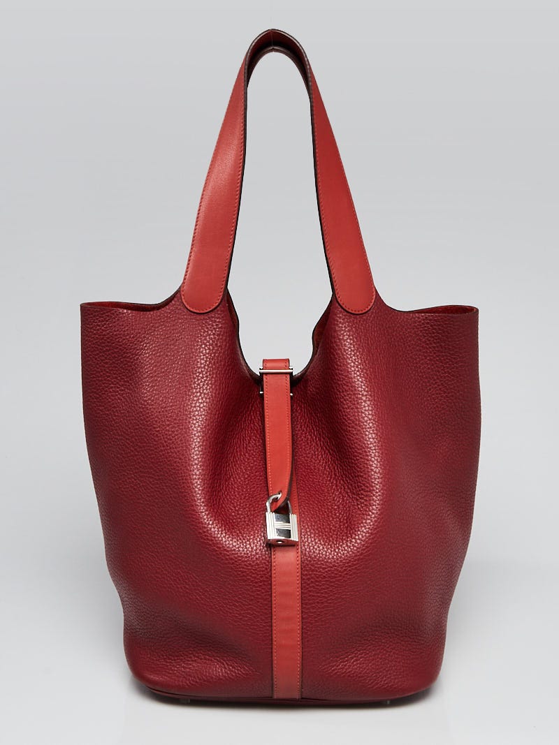 Hermes Red Clemence Leather Picotin Lock TGM 31 Tote Bag - ShopStyle