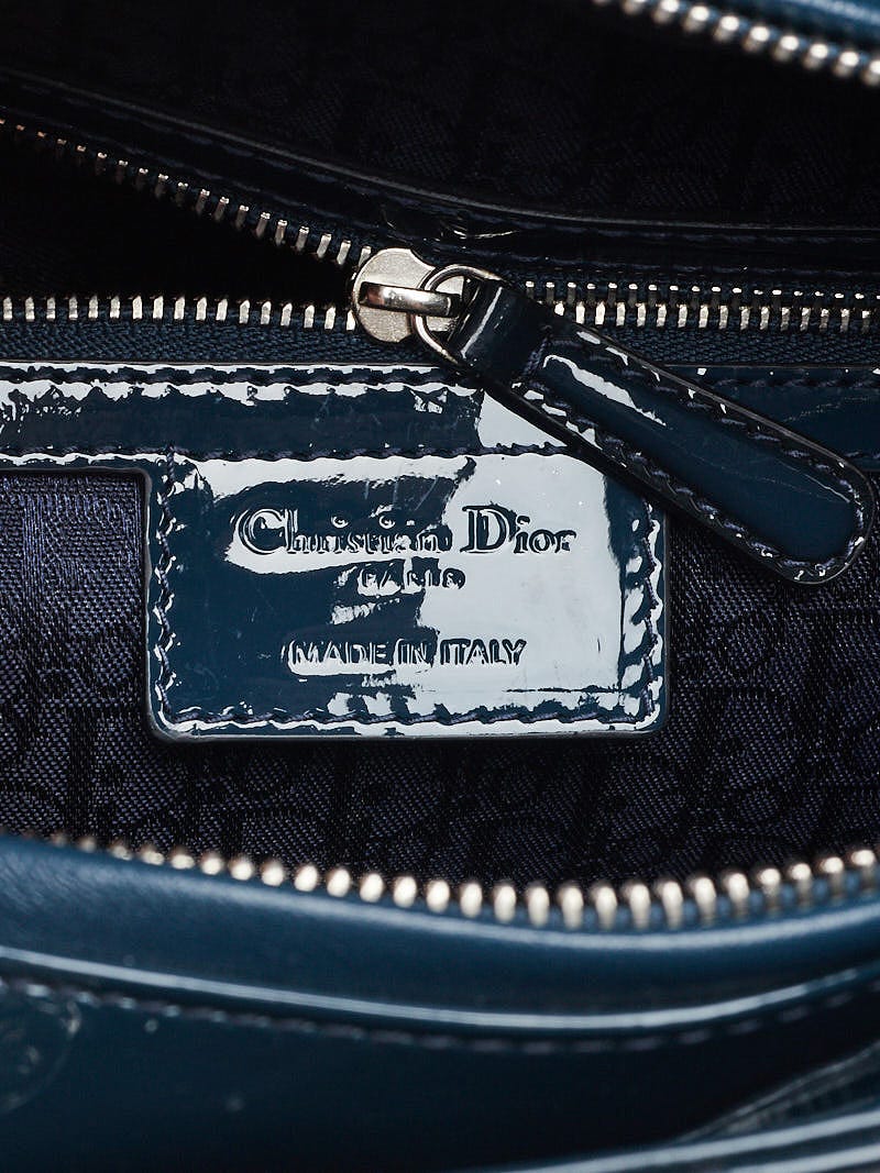 Christian Dior Teal Cannage Quilted Patent Leather Large Christian Dior Teal Cannage Quilted Patent Leather Large