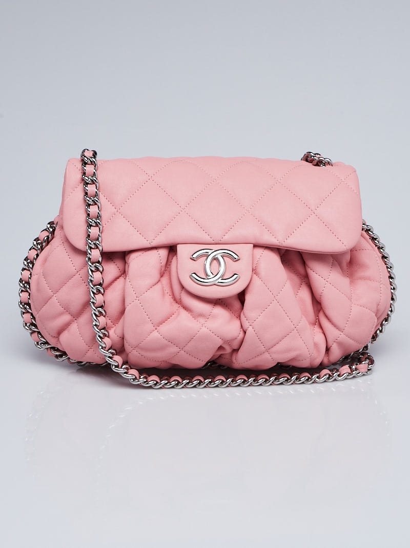 Chanel Pink Quilted Leather Chain Around Messenger Bag - Yoogi's Closet
