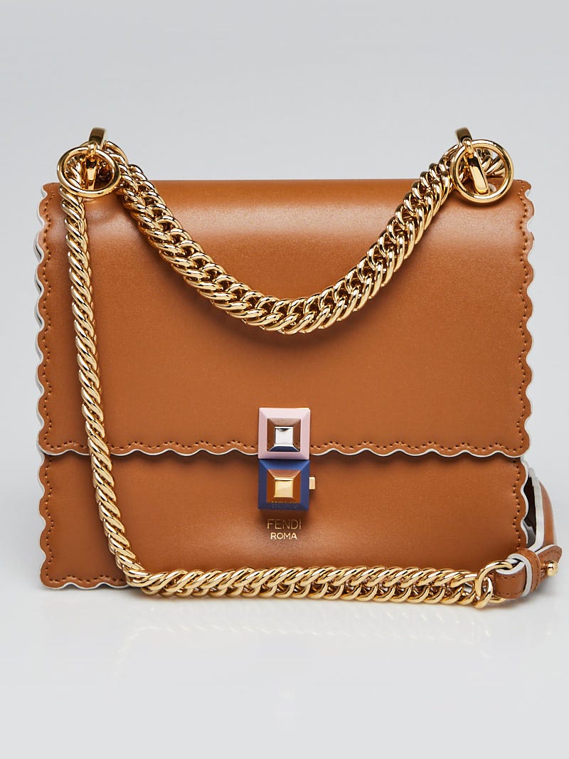 Fendi Caramel Scalloped Leather Mini I Kan Chain Shoulder Bag 8M0381 Yoogi s Closet