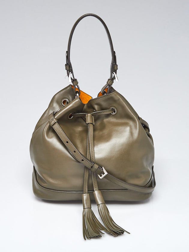 Prada Militare/Orca Soft Calf Leather Cinch Bucket Bag 1BE069