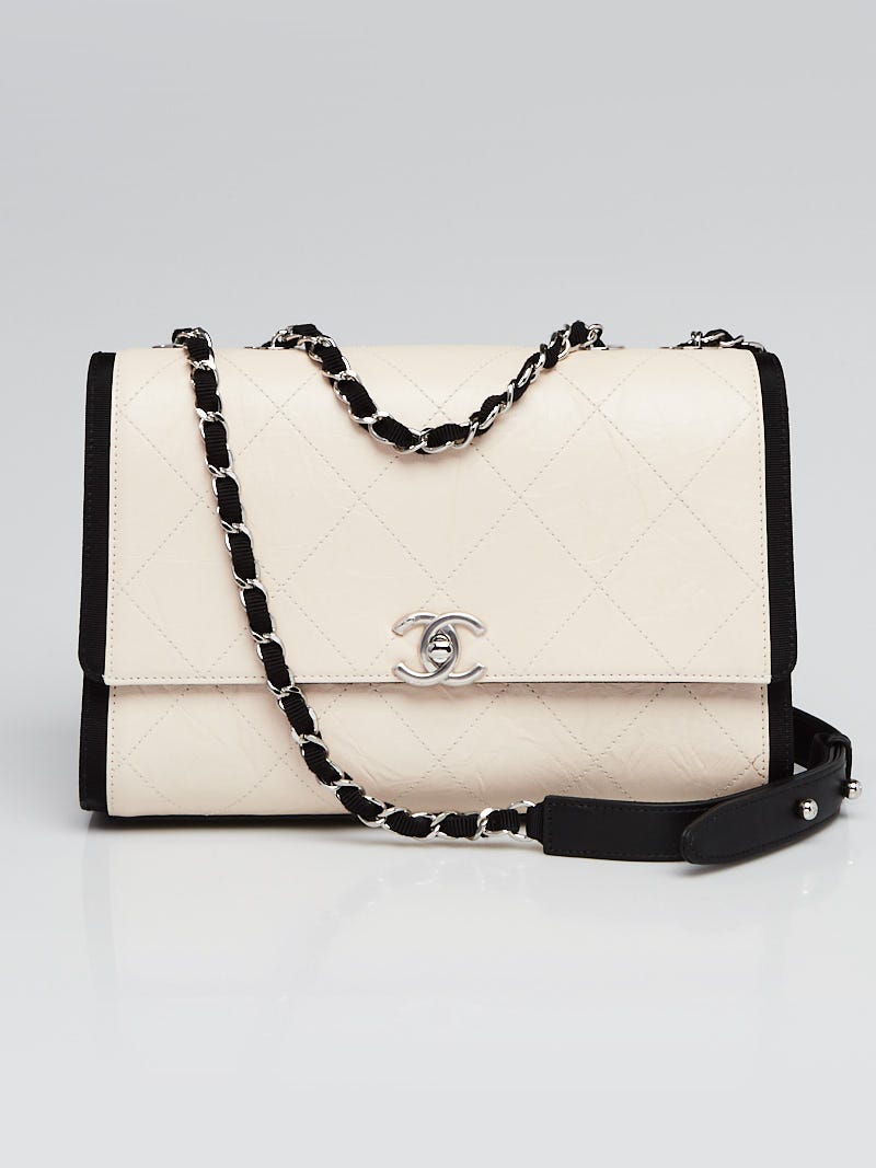 CHANEL Crumpled Grained Calfskin Jumbo CC Crave Flap Beige 735764