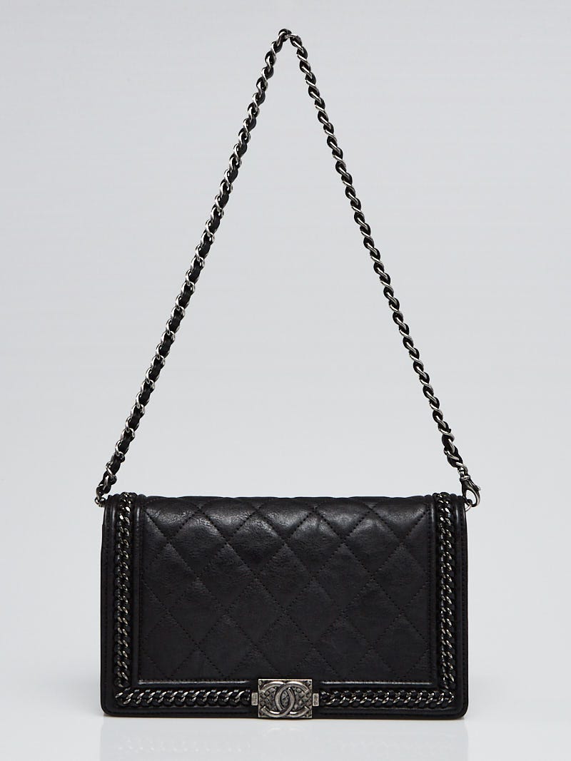 Chanel Black Quilted Leather Boy WOC Clutch Bag w/ Removable Strap