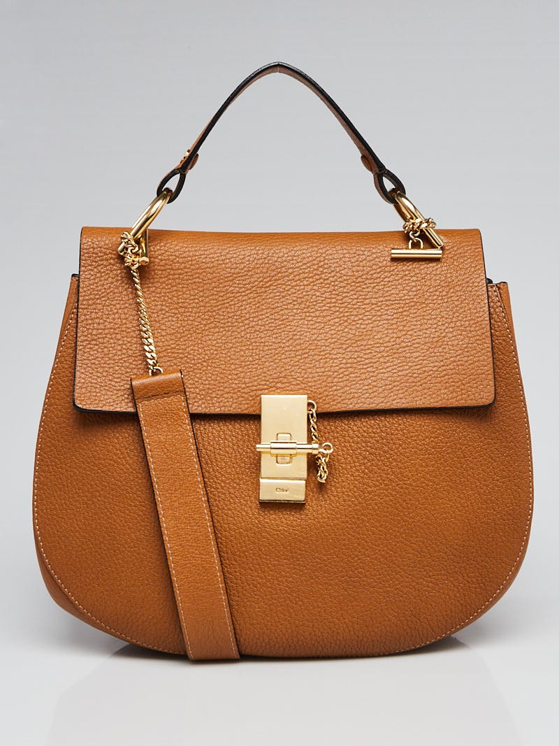Chloe Brown Pebbled Leather Large Drew Bag - Yoogi's Closet