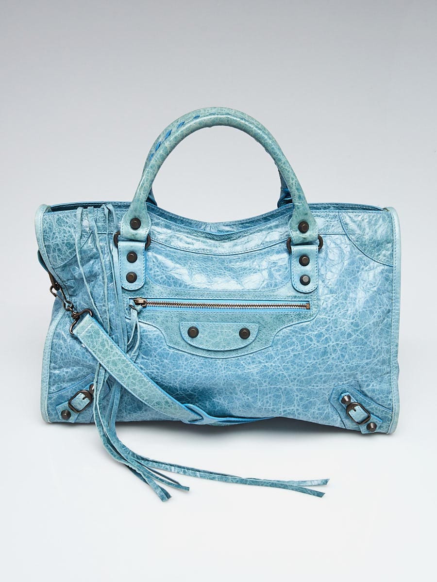 Balenciaga Turquoise Chevre Leather Motorcycle City Bag | Yoogi's