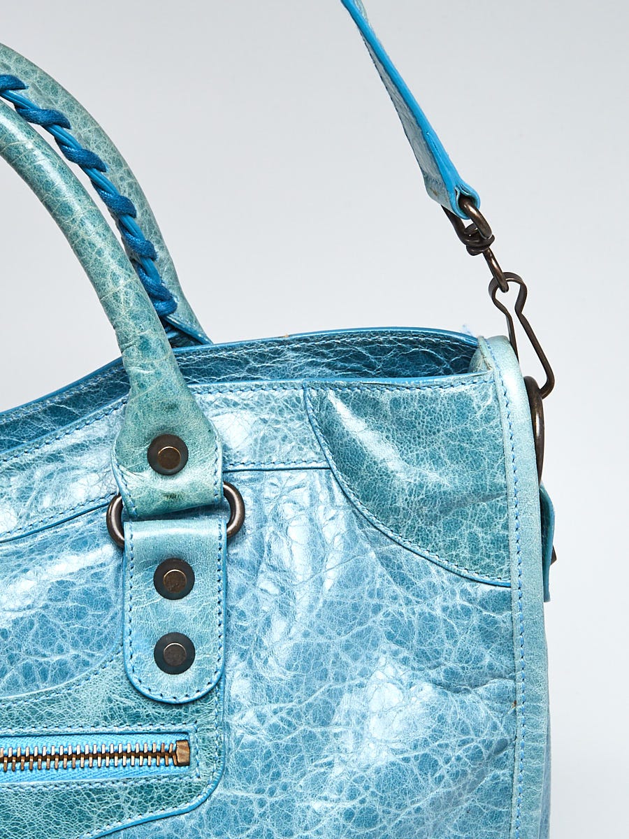 Balenciaga Turquoise Chevre Leather Motorcycle City Bag | Yoogi's
