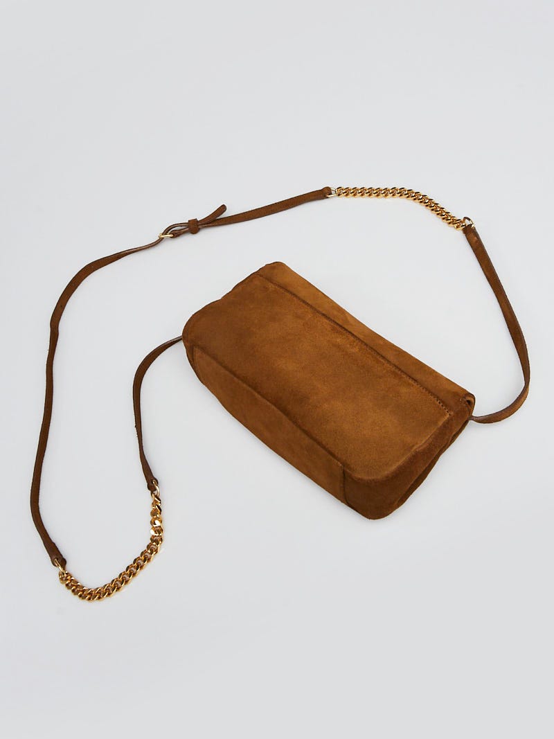 ショルダーバッグ・ポシェット SAINT LAURENT Brown Suede Crossbody Bag Yves Saint Laurent Brown Suede Small Flap Crossbody Bag