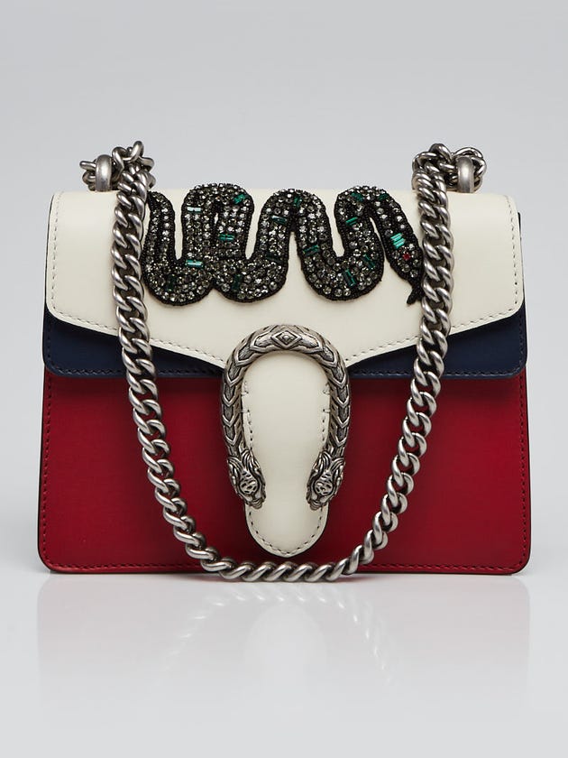 Gucci Red/Blue/White Leather Appliqued Mini Dionysus Shoulder Bag