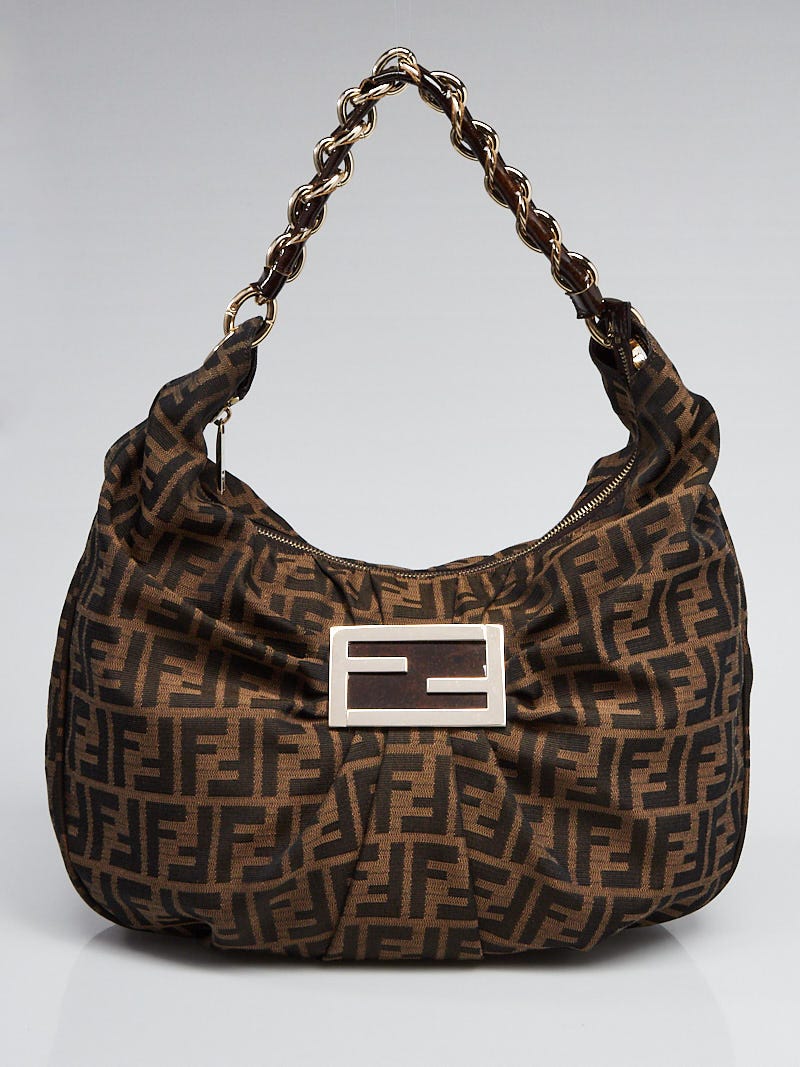 【最安値挑戦】 Fendi Tobacco Zucca Print Canvas Mia Hobo Bag 8BR631 スカート