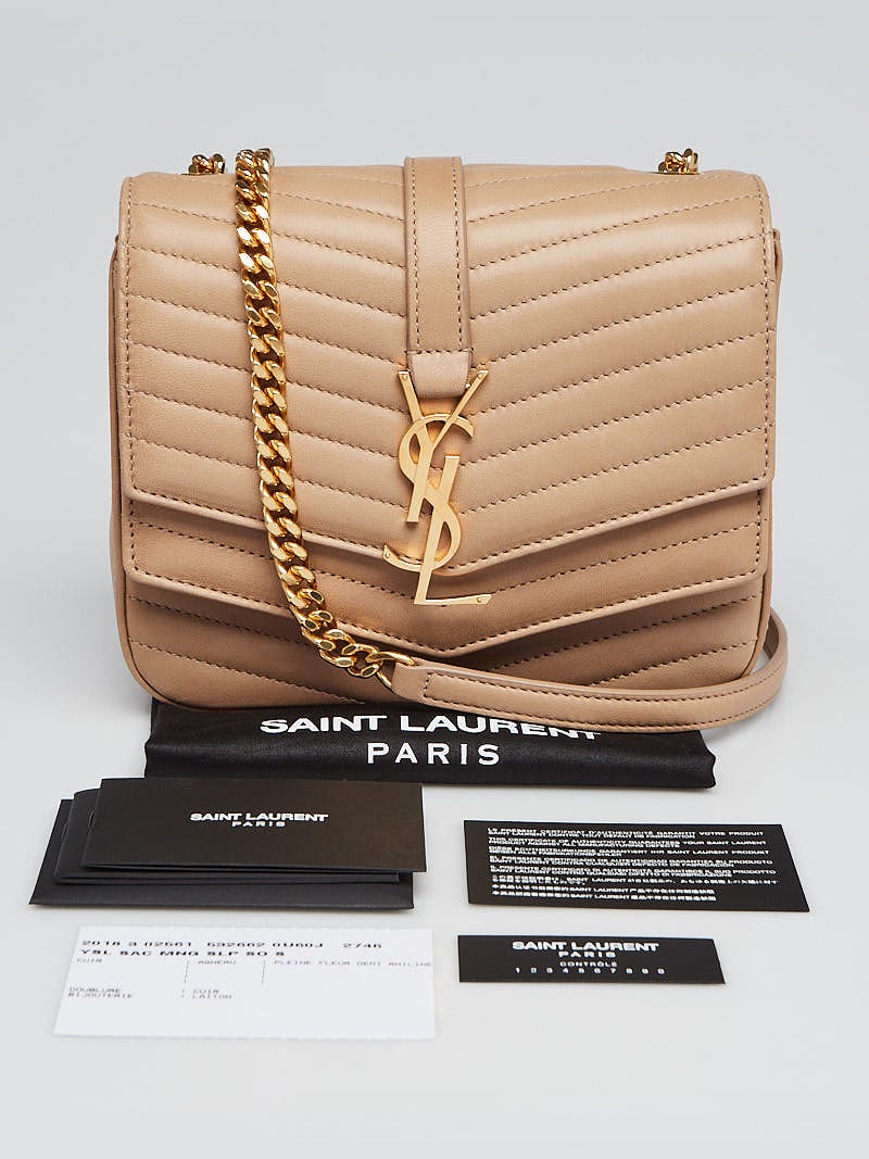 Yves Saint Laurent Beige Quilted Leather Sulpice Triple V Flap Small Crossbody Bag Yoogi s Closet