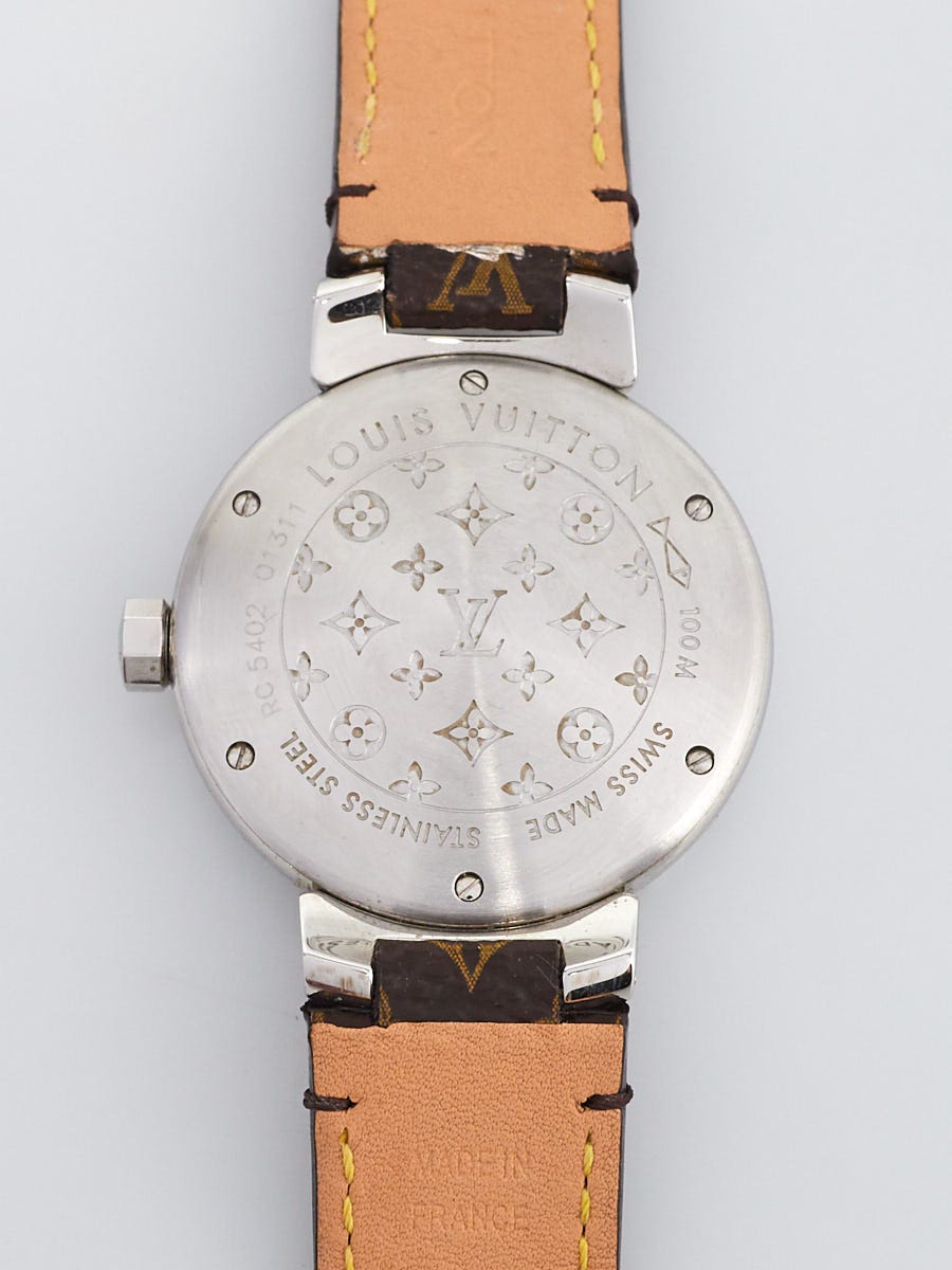 Louis Vuitton LOUIS VUITTON Watch Women's Tambour Date Quartz Stainless  Steel SS Leather Q1311 Silver Brown Polished