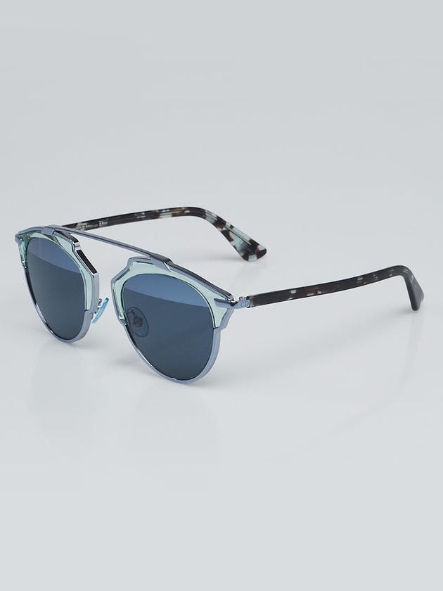 Christian Dior Light Blue Sivertone Metal So Real Brow Bar Sunglasses