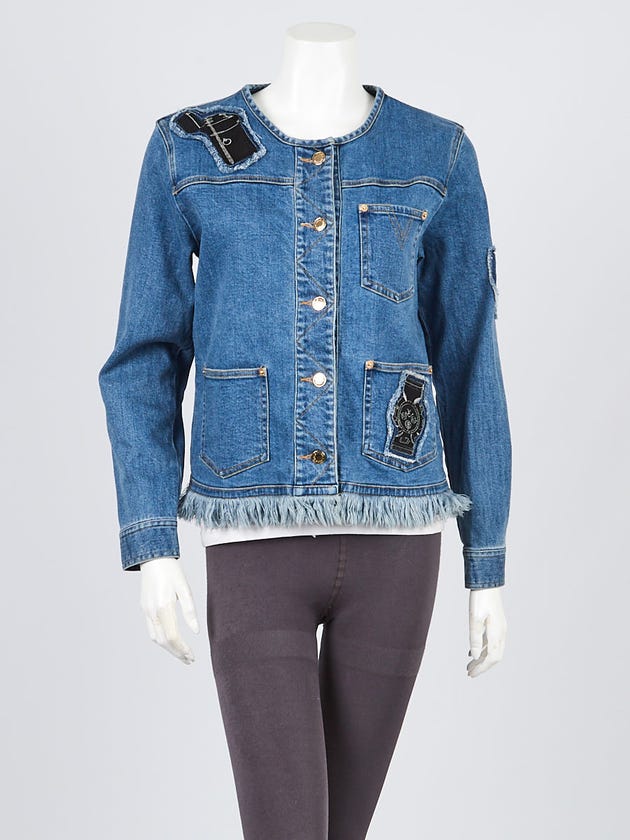 Louis Vuitton Blue Denim Embroidered Jacket Size M