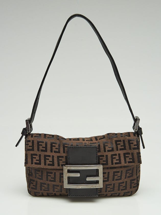 Fendi Tobacco Zucchino Coated Canvas Forever Baguette Bag 8BK005