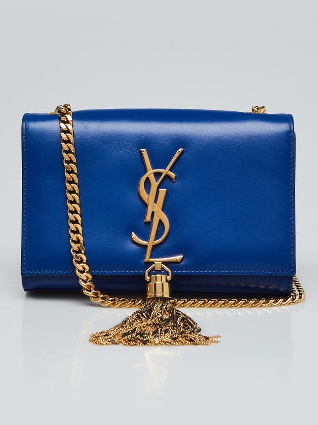 Yves Saint Laurent Blue Smooth Leather Small Kate Tassel Bag