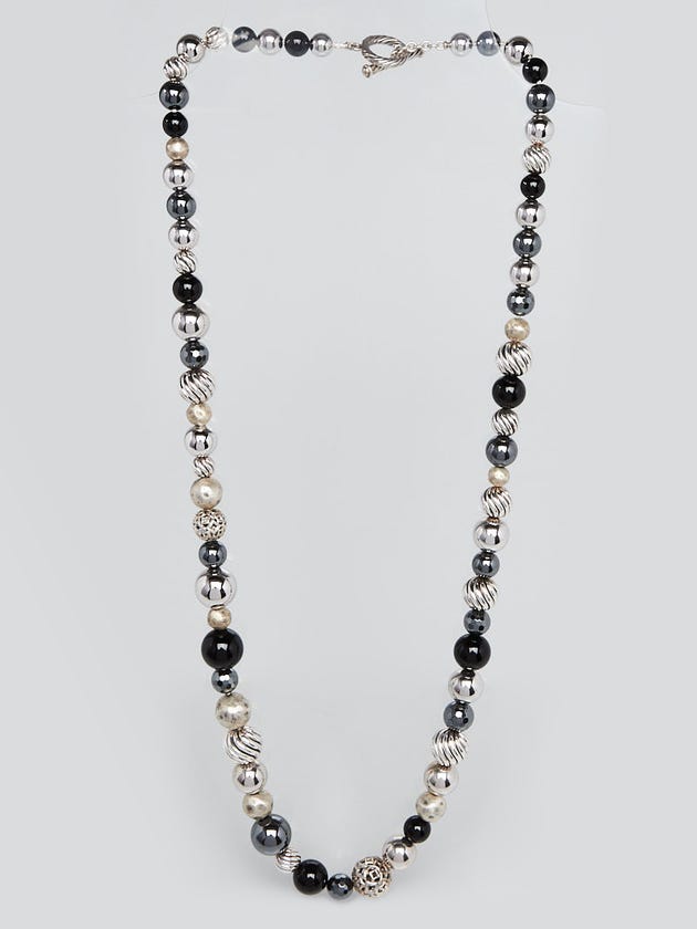 David Yurman Sterling Silver Hematite and Black Onyx Elements 36" Necklace