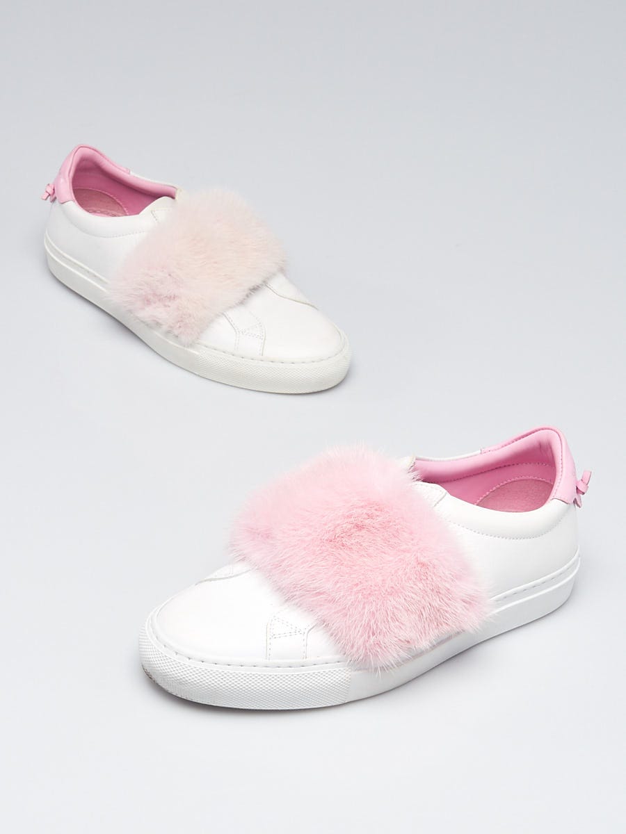 sandals with logo detail givenchy shoes - Givenchy White/Pink Leather/Mink  Slip On Sneaker Size /36 - Bedelia-fmedShops's Closet