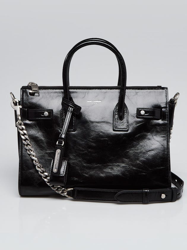Yves Saint Laurent Black Moroder Leather Baby Sac De Jour Souple Duffle Bag