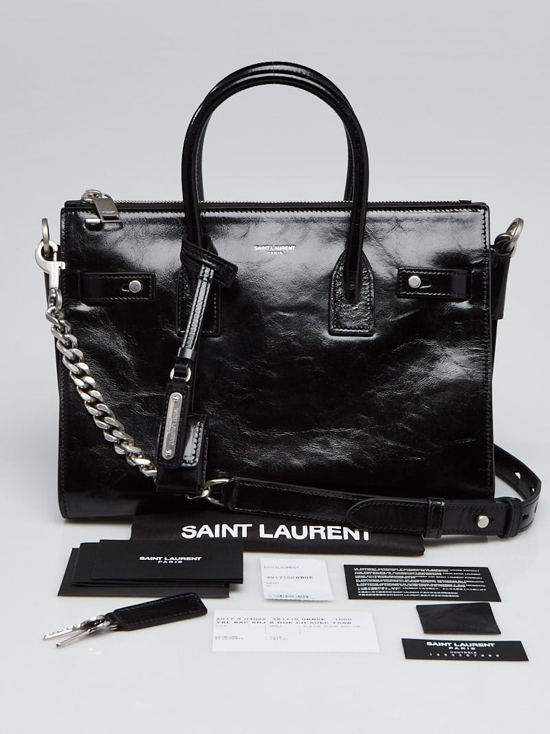 Yves Saint Laurent Black Moroder Leather Baby Sac De Jour Souple Duffle Bag  - Yoogi's Closet