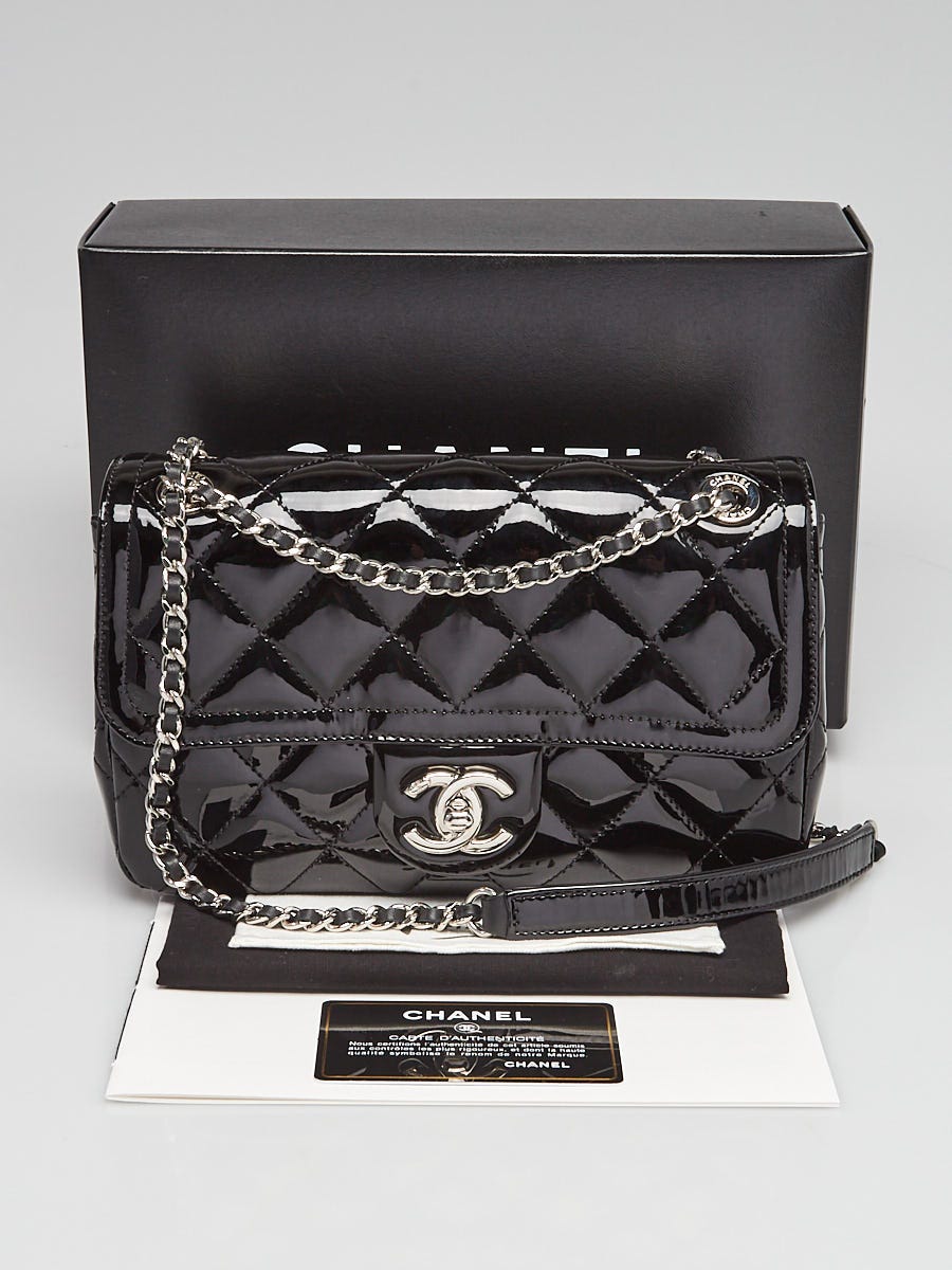 Chanel Black Quilted Patent Leather Coco Shine Small Flap Bag