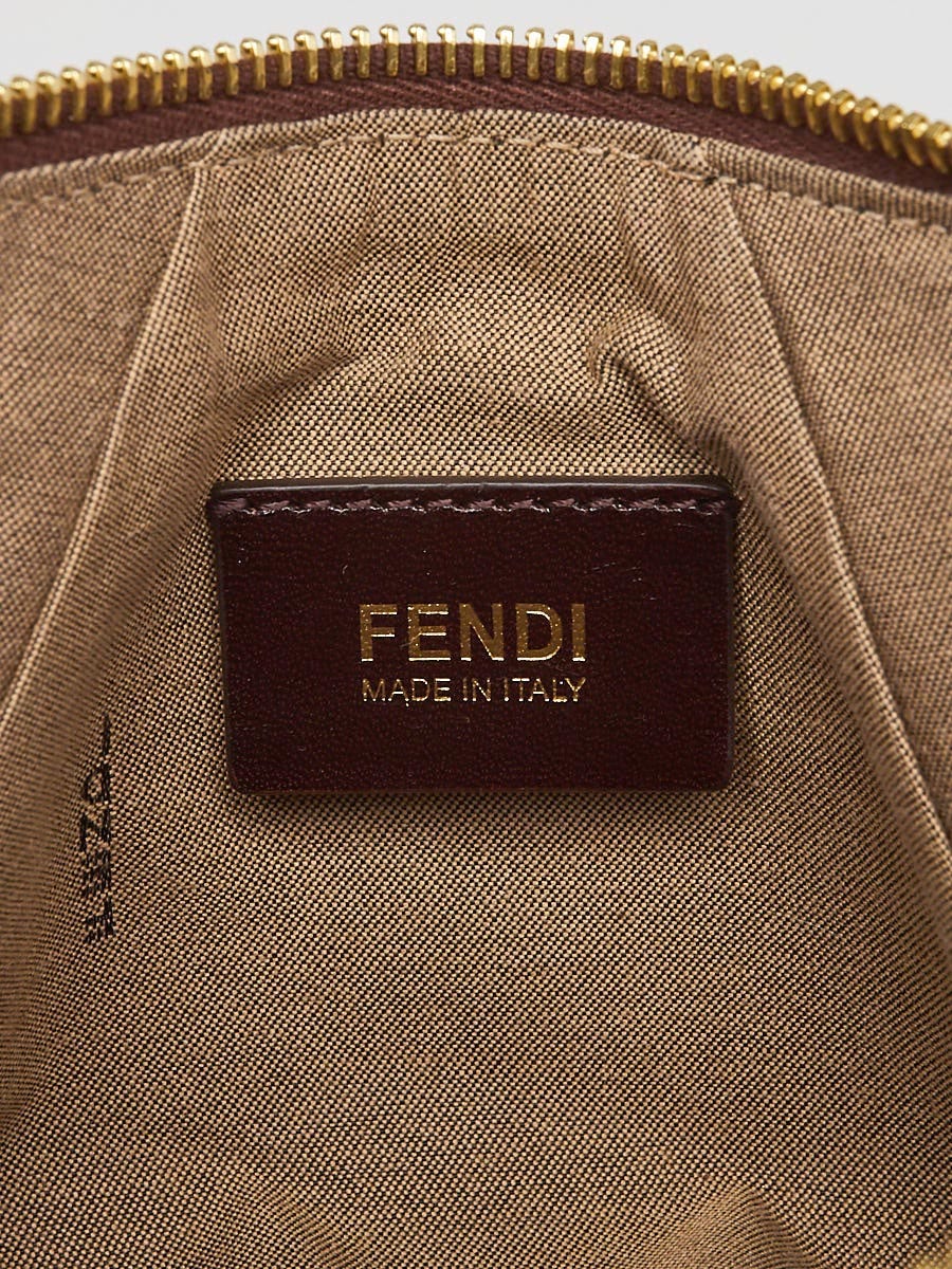 Fendi Brown Zucchino Coated Canvas Small Pouch Bag 8BR594