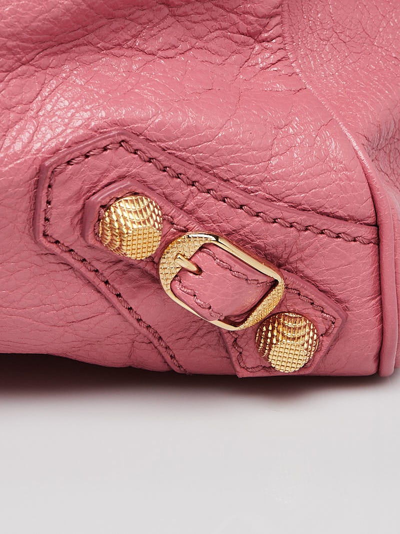 Balenciaga Rose Hortensia Lambskin Leather Giant 12 Gold Velo Bag