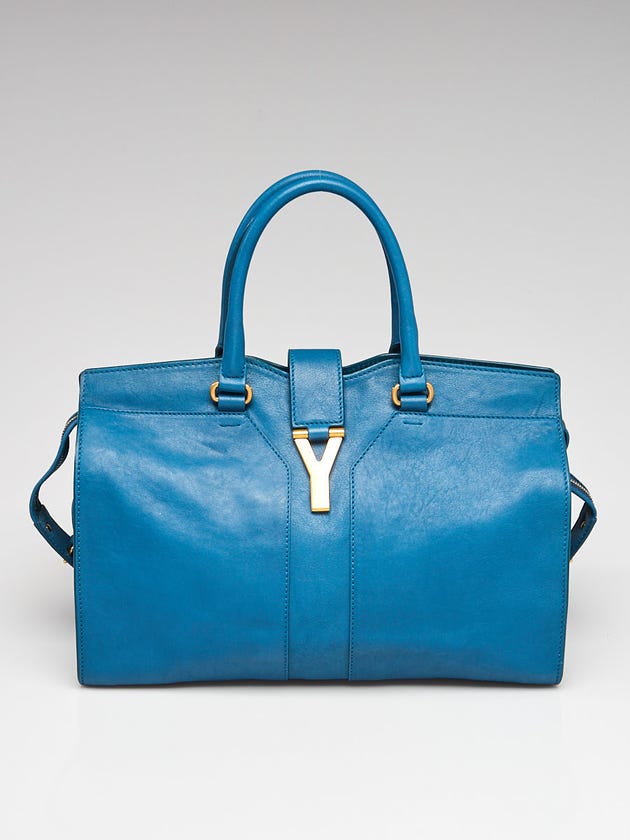 Yves Saint Laurent Bright Blue Leather Medium Cabas ChYc Bag