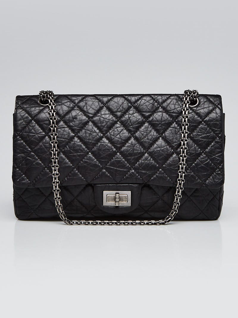 Chanel Black 2.55 Reissue Quilted Classic Calfskin Leather 227 Jumbo Flap  Bag - Yoogi's Closet