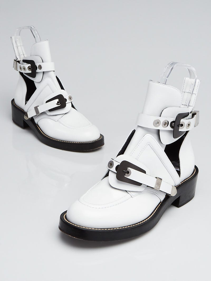 Balenciaga Cutout Buckle Boot in White  Lyst