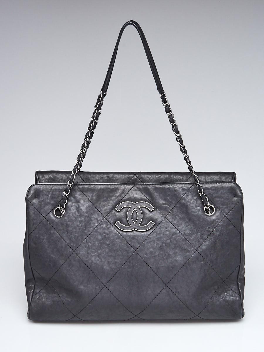 Chanel Black Quilted Calfskin Leather Hampton Large Flap Tote Bag