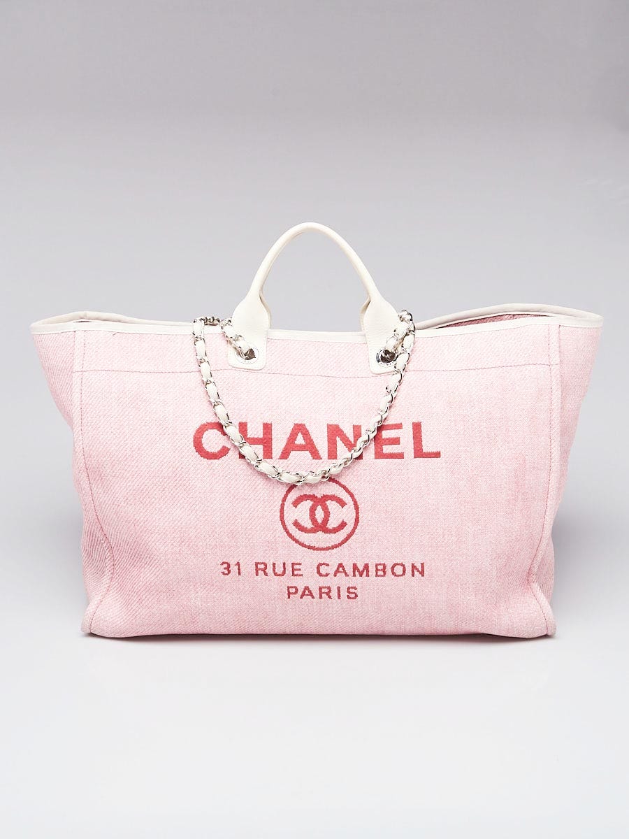 Chanel Pink Canvas Deauville XL Shopping Tote Bag - Yoogi's Closet